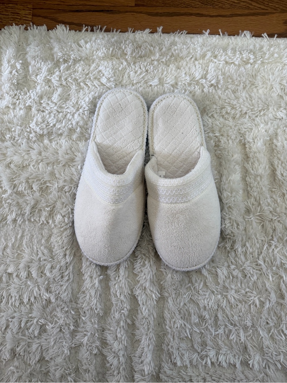 Muk Luks Cream Terry Cloth Slide Slippers